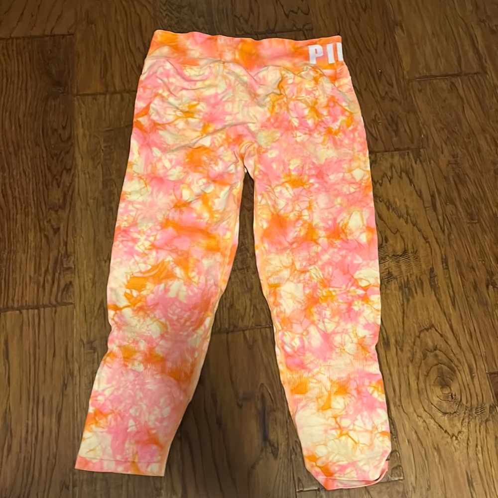 Pink tie dyed active leggings XXL